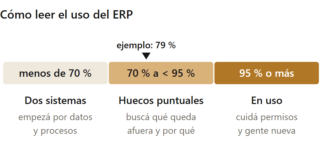 Tengo un ERP y nadie lo usa bien: cómo leer el porcentaje de operaciones cargadas en el ERP (criterio práctico)